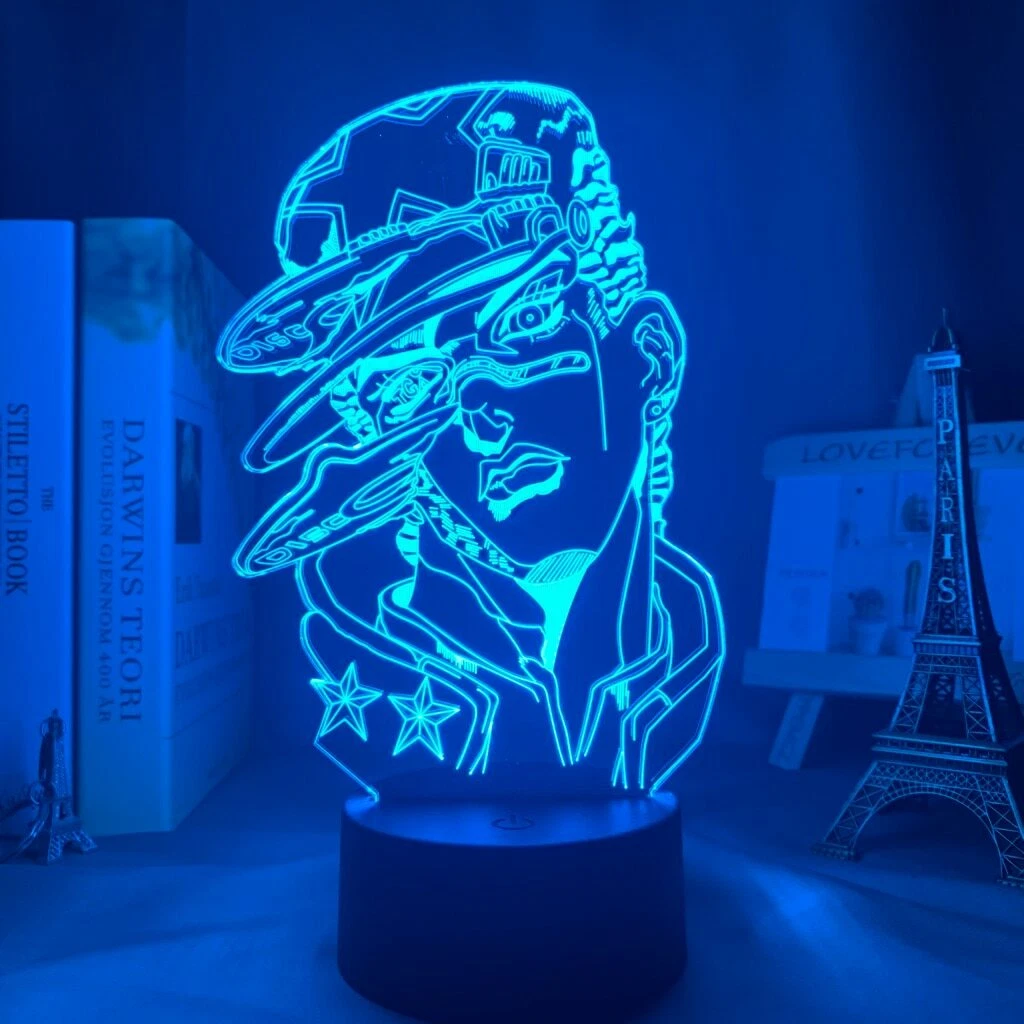Acrylic Led Night Light Anime JoJo Bizarre Adventure Jotaro Kujo Face 3D Lamp