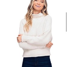 Chunky Cable Knit Mock TurtleNeck Sweater