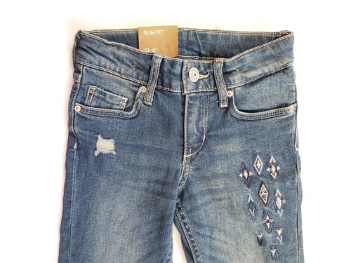 H&M Denim Jeans Slim Fit Girls 3-4Y Embroidered Denim Blue Jeans - Picture 2 of 6
