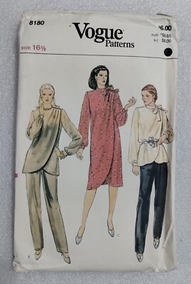 Vogue Patterns 8180 Top Dress Pants Rare Vintage Size 16 1/2 UNCUT