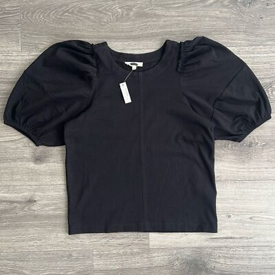 MADEWELL Puff Sleeve Tee Size XS Black Cotton Tshirt Elevated Basics Minimalist