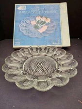 Vintage Indiana Hobnail Clear Glass Deviled Egg and Relish Tray Platter 11 1/4"