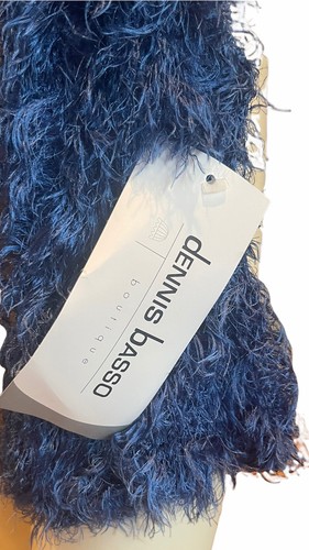DENNIS BASSO BOUTIQUE Boa Scarf Denim Blue Faux Fur Tubular Made In Italy NWT - Picture 3 of 5