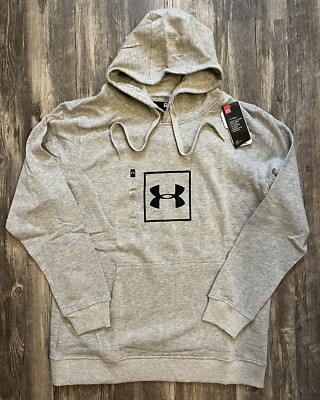 Under Armour Men's Gray Rival Fleece Pullover Logo Hoodie - Size L - NWT