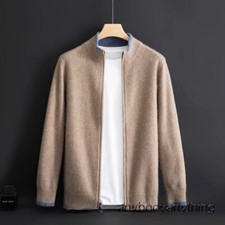 Winter New Cashmere Sweater Men's Cardigan Thick Sweater Pure Wool Knitted Tops