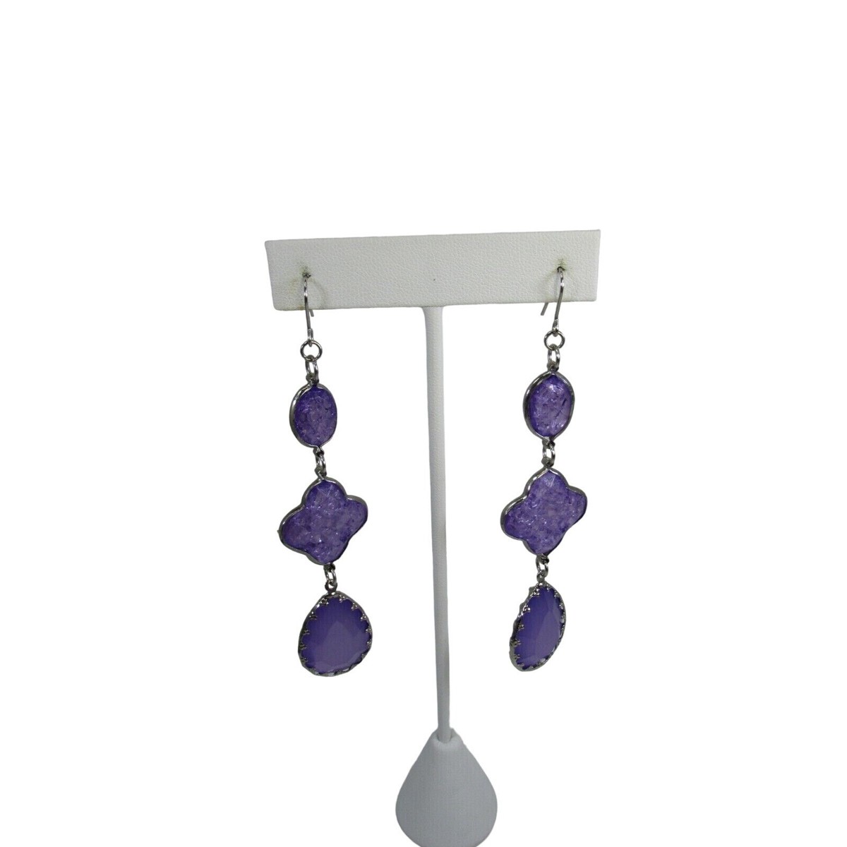 ピアス　No.4996 Vintage Purple Beaded Drop Dangle Pierced Earrings Bead 51419