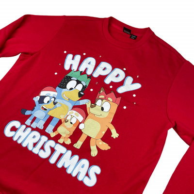Disney Bluey ''Happy Christmas'' Lightup Pullover Sweatshirt Red   Large