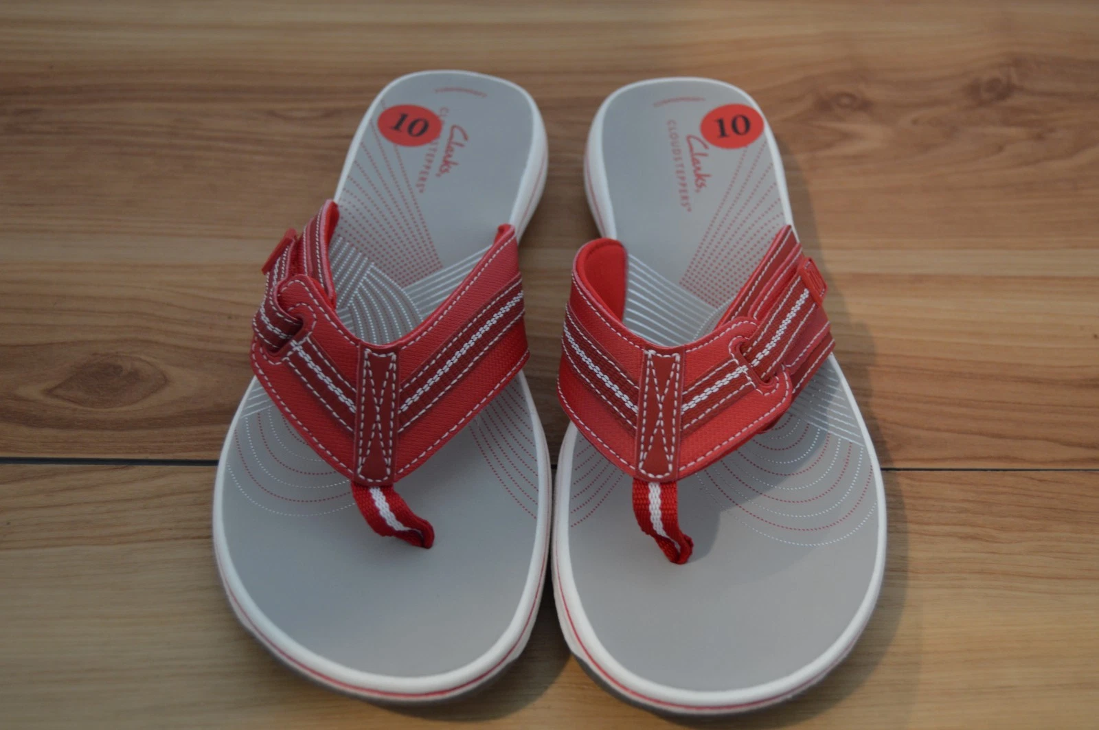 Infradito donna Clarks Cloudsteppers Brinkley Jazz rosse nuove taglia 10