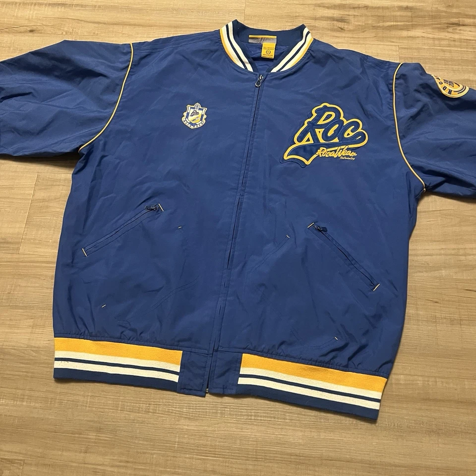 Vintage Y2K Rocawear Embroidered Letterman Varsity Jacket Zip Up Mens Size XXL - Image 3 of 4