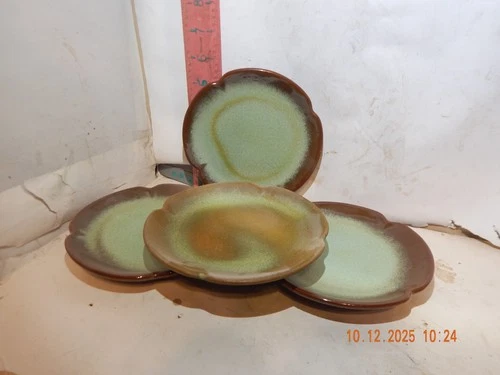 Frankoma set of four Prairie Green 6 3/4 inch  dishes -Numbered 5GS on backs