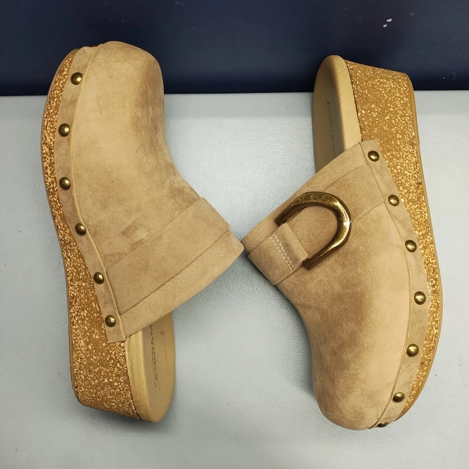 Andiamo Agermaine Clogs Womens US 9.5 Wide Brown Synthetic Wedge Cork Slip On - Image 3 of 4