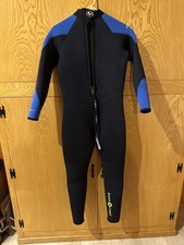 Aqua Lung Full Wetsuit Black Blue Back Zip Scuba Surf Snorkel