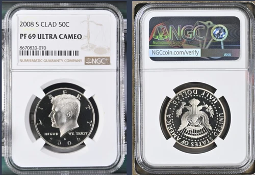 2008-S Clad Kennedy Half Dollar NGC PF 69 ULTRA CAMEO