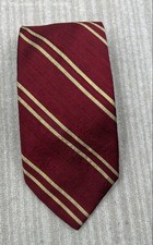VTG Brooks Brothers Red Gold Striped Pointed 100 Silk Tie Handmade in USA 58 in