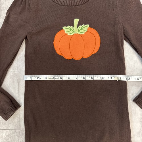 GYMBOREE Girl Size 7 Pumpkin Embroidered Sweater Dress Brown Fall - Picture 6 of 7