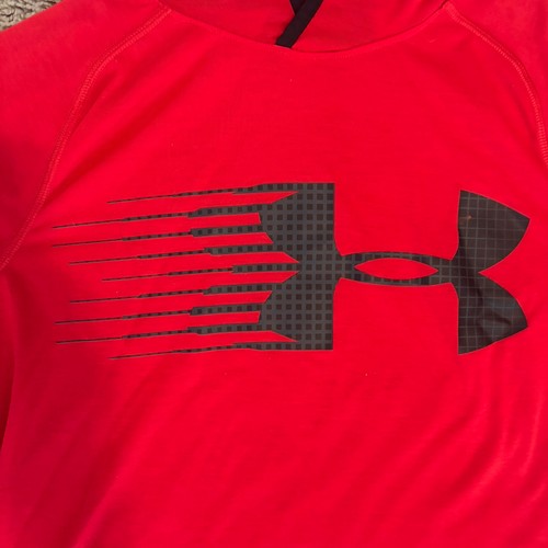 Under Armour Youth Boys Athletic Hoodie, Heatgear Size XL Red & Black - Picture 3 of 7