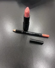 Givenchy LE ROUGE Lipstick 17 Flash Coral + #4 Coral Lip Pencil Liner COMBO