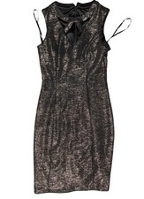 GUESS Los Angeles Womens Size 6 Gold/Black Metallic Sleeveless Mini Dress Cutout