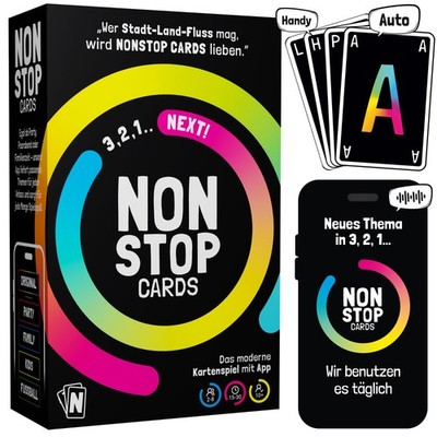 NONSTOP CARDS   Lustiges Kartenspiel mit App | Gesellschaftsspiel | Brettspiel