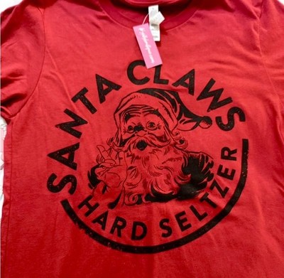White Claws Santa Claws Festive Christmas Party Baby Tee T-shirt Red Black Small