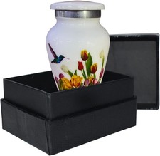 BOLD DIVINE Handcrafted Hummingbird Cremation Urn for Adults Small, White