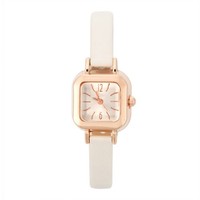 Modische Weibliche Quarz Armbanduhr Analog Pu Strap Armbanduhr (Weiß)