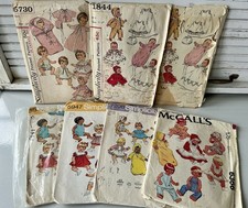 Large Lot of 7 Sewing Patterns for Dolls. From The 60 s and 70 s Era