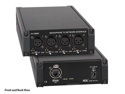 RDL AV-XMN4 Dante Mic Interface 4 XLR Inputs PoE P48