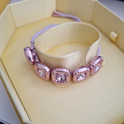 Swarovski Armband rosa fünf Kristalle Kordel verstellbar Dulcis Box UVP 330£