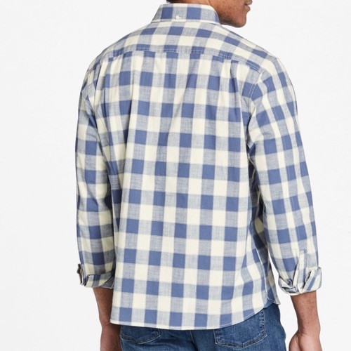 LL Bean Chambray Shirt Button Down Indigo Blue White Check Plaid SZ L NWOT - Picture 3 of 7