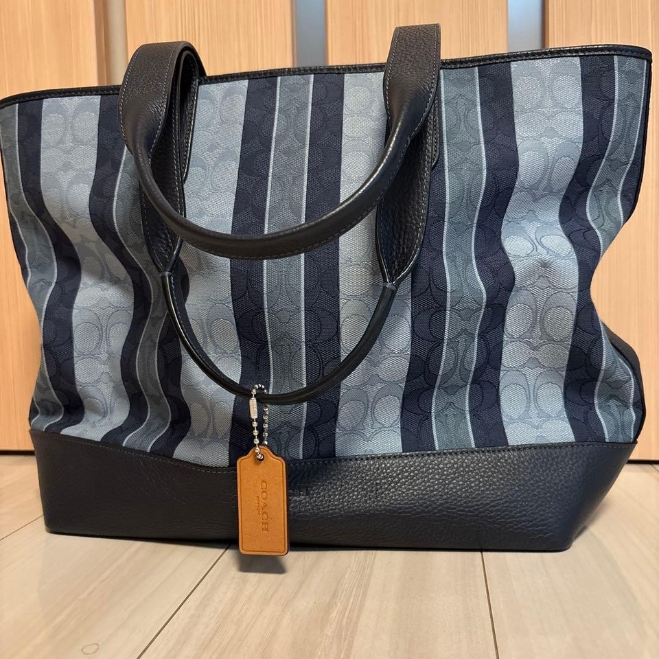 Unused COACH tote bag, striped signature design. #CB