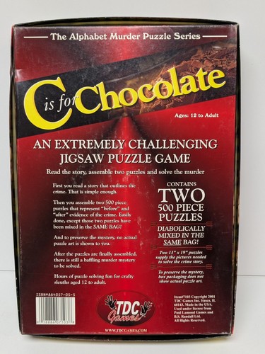 C Is For Chocolate Mystery Jigsaw Puzzle Game Two 500 Piece Puzzles Alphabet - Picture 5 of 8