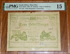 PMG 15 Siege Mafeking South Africa 10 shillings 1900 Misspelled Version Boer War