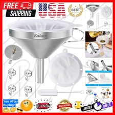 KALAVE  Stainless Steel Funnel, 5 Inch Food Grade Kitchen Funnels with 200 Me...