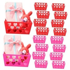 16 Pcs Valentine's Day Basket Gifts Empty Rectangular Heart Baskets Storage