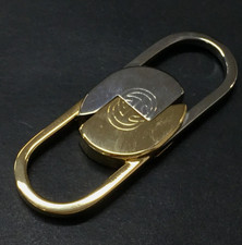 RARE GUCCI Interlocking G Silver Gold Tone Key Ring Key Holder Chain