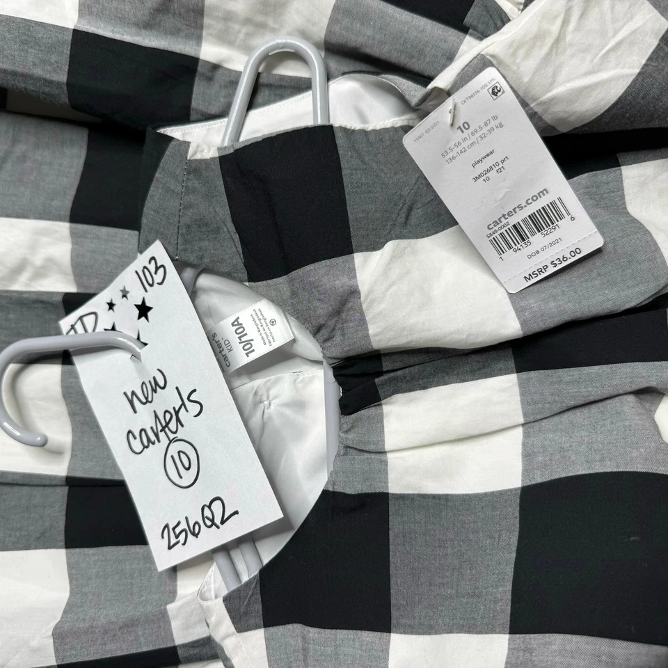 全新 Carter’s 连衣裙 女孩 10 黑色 白色 无袖 MSRP $36 — 第 3/4 张图片