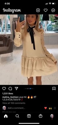 Beige Long Sleeve Dress