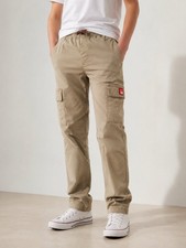 Levi's Boys Khaki Cargo Pants 16 Regular Twill Cotton Stretch Drawstring