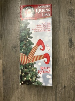 Mr Christmas Animated Kicking Santa Leg Tree Decor Motion Activate 16'' funny gag