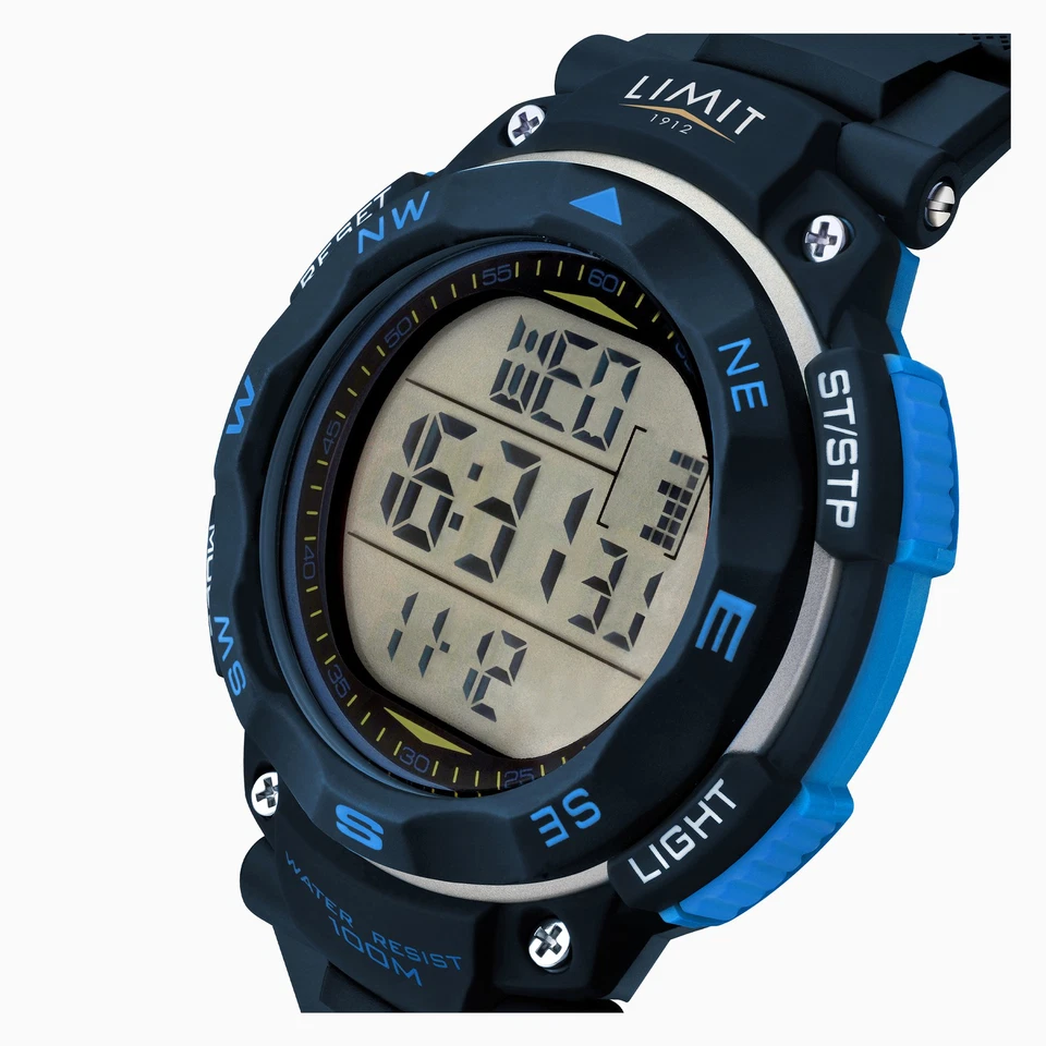 Reloj digital Limit Active 50 mm redondo azul para hombre con correa azul Foto 2 de 4