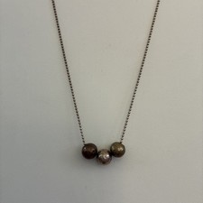 Retired Silpada Sterling Silver TRIFECTA 3 Bead 18 Chain Necklace