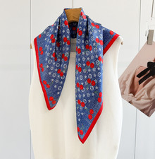 100 Mulberry Silk Shawl Square Bandanna Red cherry Print Scarf 65X65cm Wrap