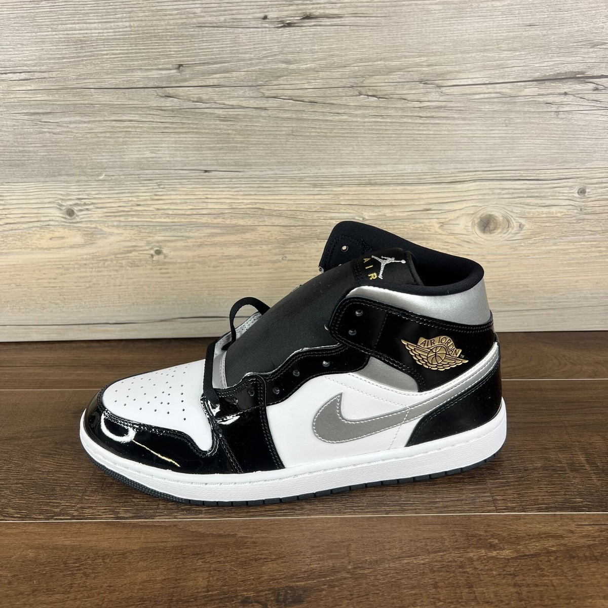 Size 13 - Air Jordan 1 SE Mid Black White Metallic Silver for sale