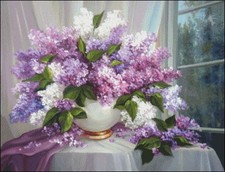 Needlework Crafts Full Embroidery Counted Cross Stitch Kits 14 ct Window Lilacs