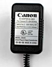 Canon AC-360II AC Power Adapter D6240 For Palm Printer Calculator 6.3v 240mA