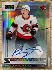 2023-24 OPC PLATINUM BRADY TKACHUK SHOWMANSHIP SP RAINBOW AUTO #S-5 SENATORS!