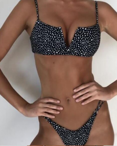 black and white dotted bikini