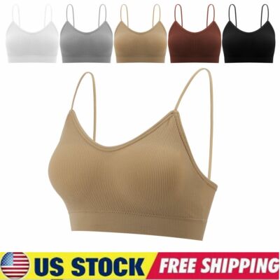 Women's Low Back Bralette Bra Plain Colors Stretchy Crop Top M/L/XL Workout Yoga