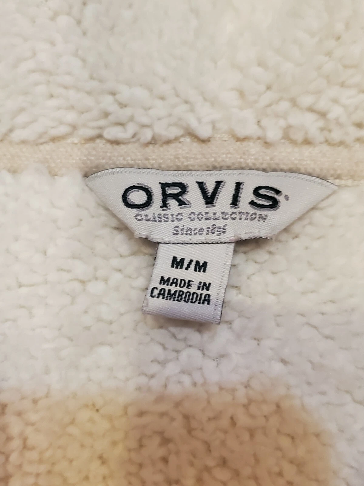 OFF WHITE Felpa con cappuccio da donna Orvis crema sherpa foderata cerniera intera taglia media